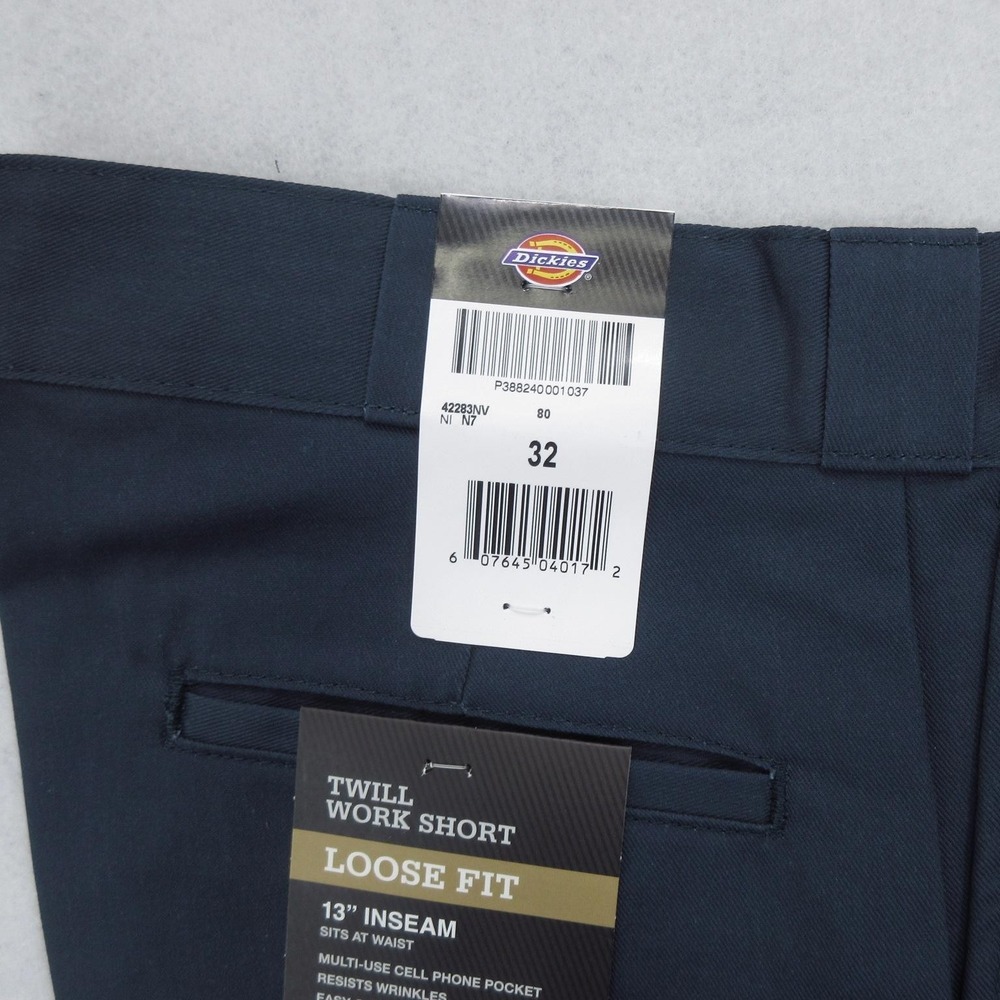 Dickies Twill Work Shorts Mens 32 Navy Loose Fit Cell Pocket Workwear New - Picture 3 of 8